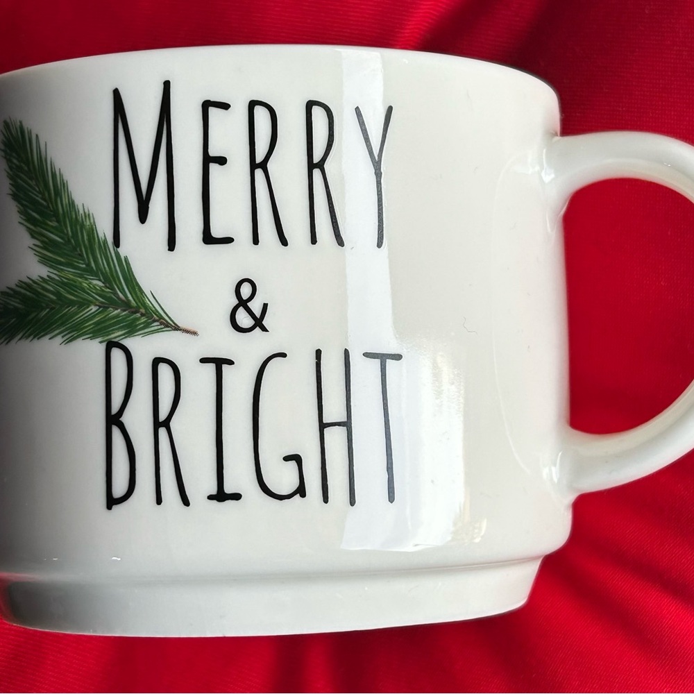 Festive Merry & Bright Mug with Pine Design
